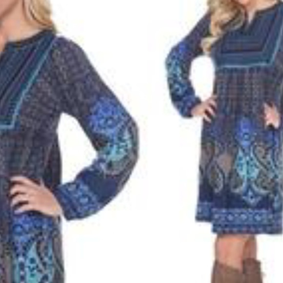 White Mark Phebe Embroidered Sweater Dress- Blue - Picture 5 of 5